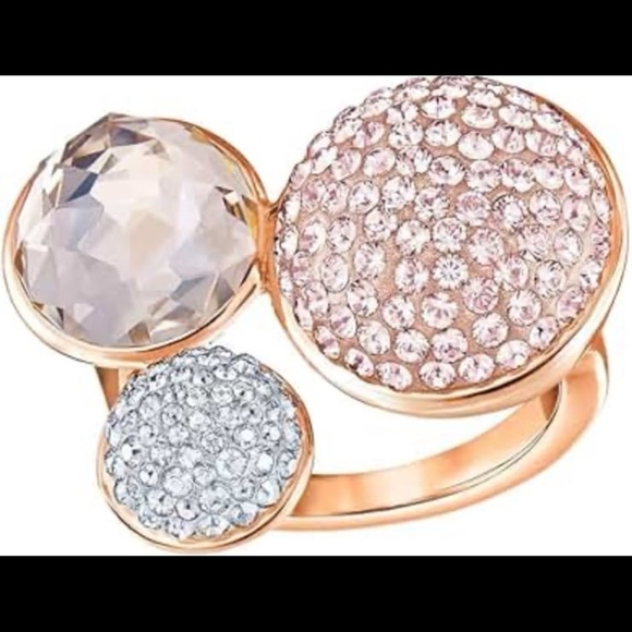 Swarovski Ring Rose Gold Pave Maggie Crystals Size 52 US 5 1/2 - authentic - Picture 1 of 12